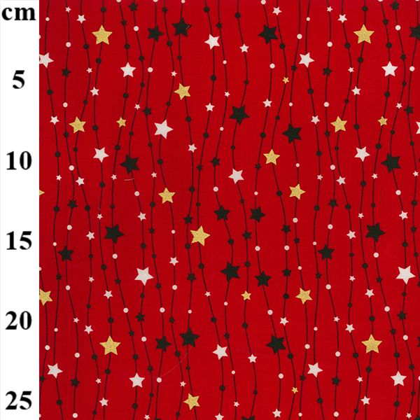 100% Christmas Cotton - Stars on Red
